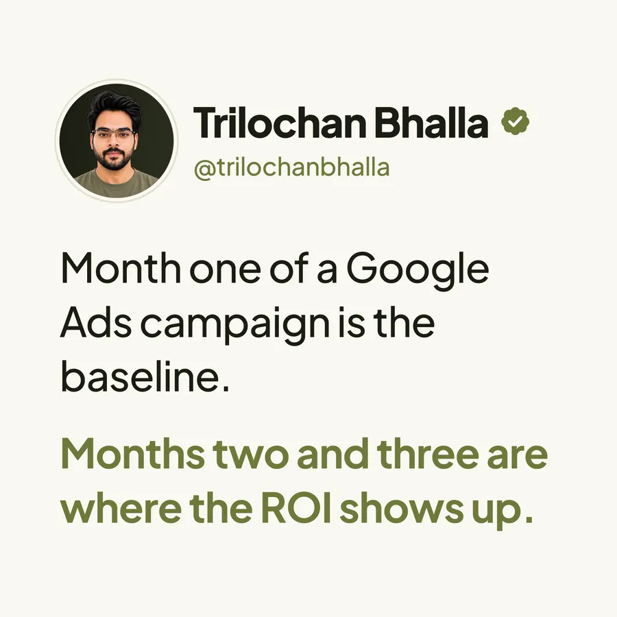 Month one of a Google Ads campaign is the baseline.