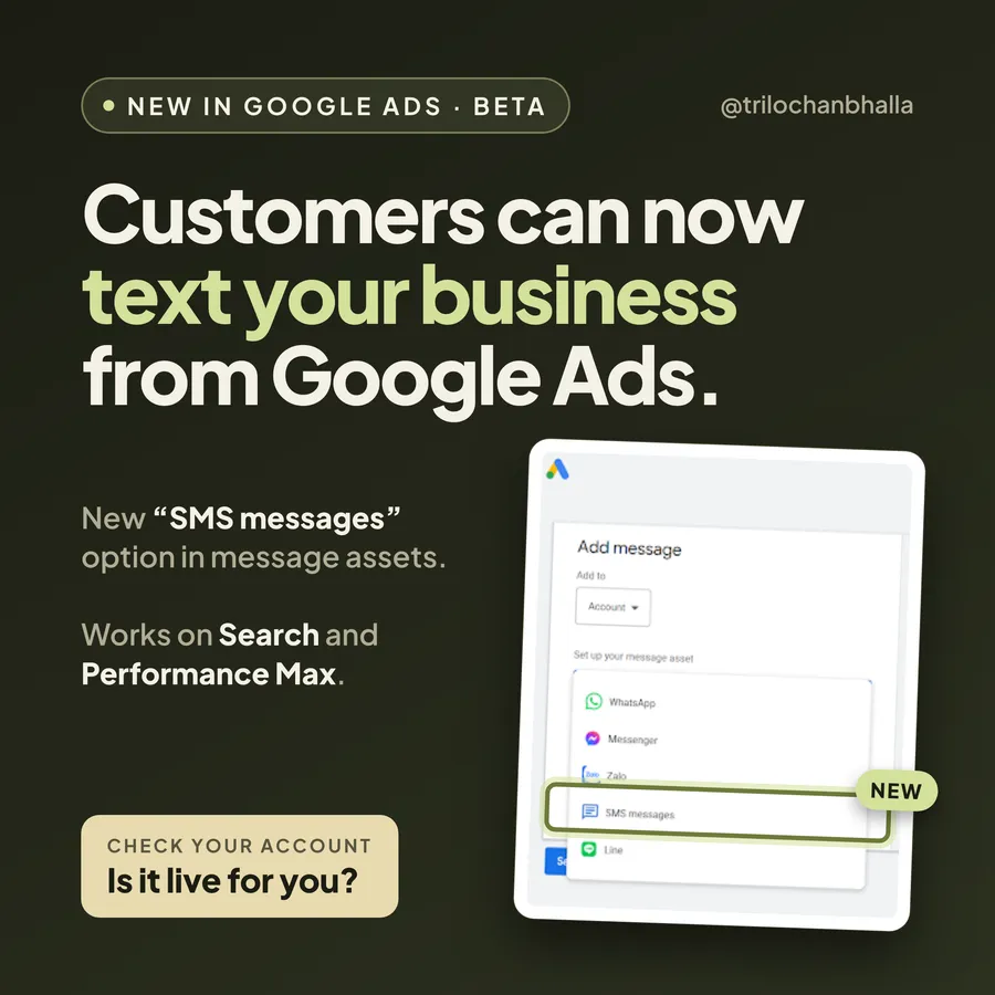Customers can now text your business from Google Ads.